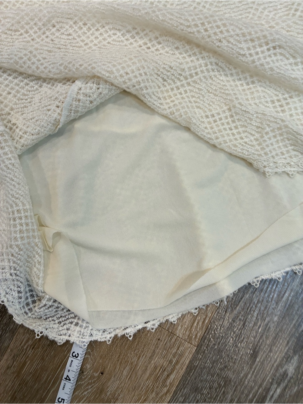 Free People Cream Lace A-Line Midi Skirt with Tan Waistband - Picture 6 of 8